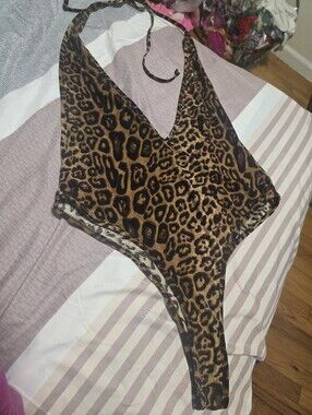 Leopard Print Halter Bodysuit